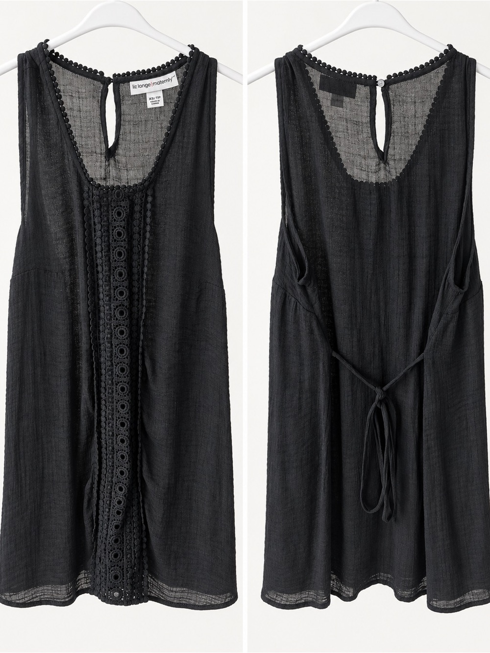 Liz Lange Maternity Black Crochet/Lace Tunic — XS